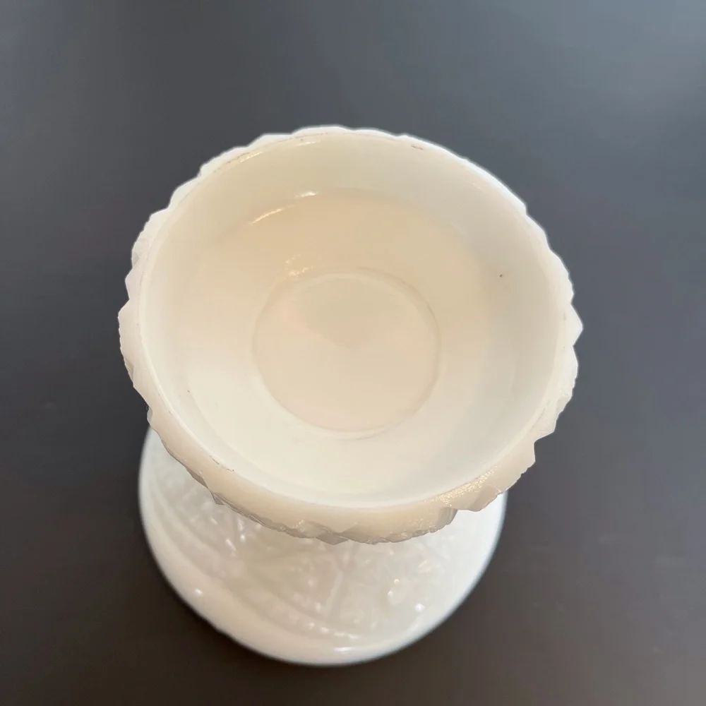 Vintage Milk Glass Vase in Old Quilt Pattern, 1960s